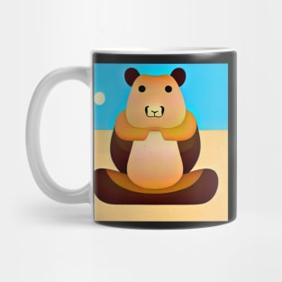 Capybara Bear Zen Monk Vector Illustration sitting in meditation Mug